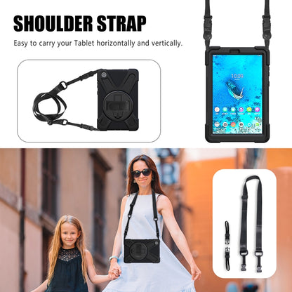 For Lenovo Tab M8 Shockproof Colorful Silicone + PC Protective Case with Holder & Hand Grip Strap & Shoulder Strap(Black) - Lenovo by buy2fix | Online Shopping UK | buy2fix