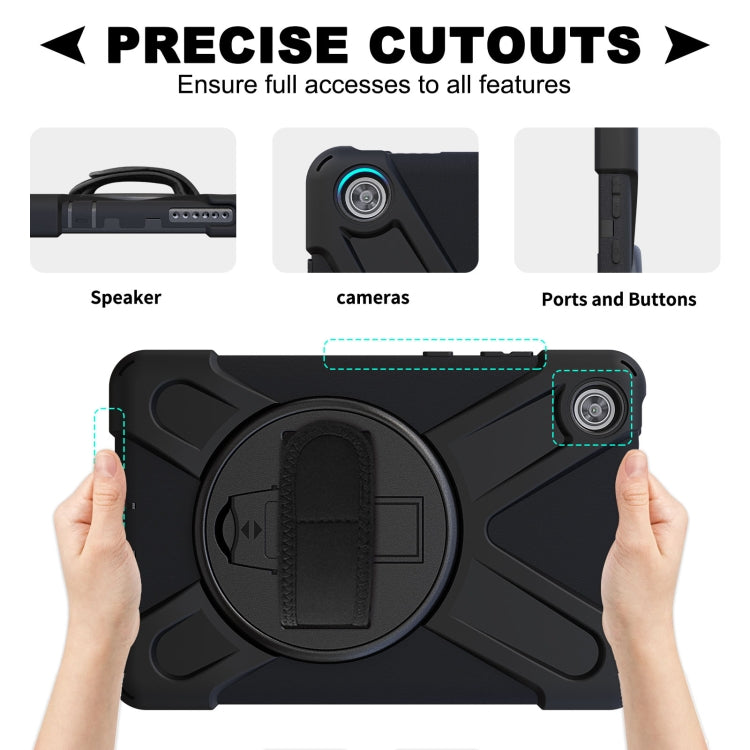 For Lenovo Tab M8 Shockproof Colorful Silicone + PC Protective Case with Holder & Hand Grip Strap & Shoulder Strap(Black) - Lenovo by buy2fix | Online Shopping UK | buy2fix