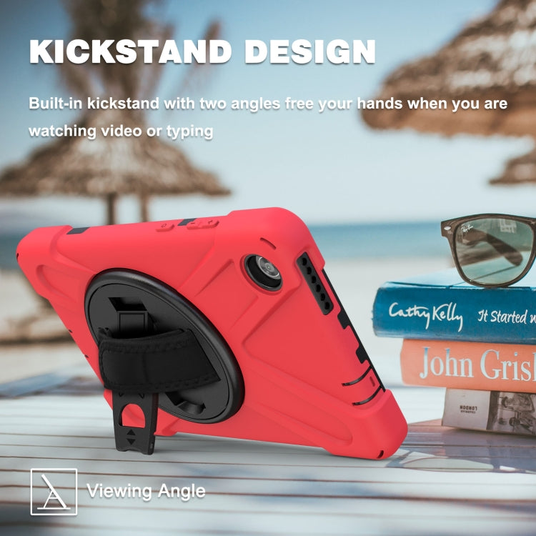 For Lenovo Tab M8 Shockproof Colorful Silicone + PC Protective Case with Holder & Hand Grip Strap & Shoulder Strap(Red) - Lenovo by buy2fix | Online Shopping UK | buy2fix