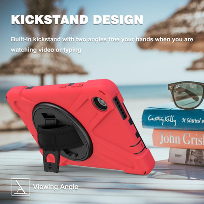 For Lenovo Tab M8 Shockproof Colorful Silicone + PC Protective Case with Holder & Hand Grip Strap & Shoulder Strap(Red) - Lenovo by buy2fix | Online Shopping UK | buy2fix