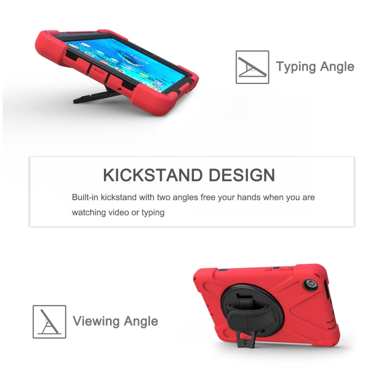 For Lenovo Tab M8 Shockproof Colorful Silicone + PC Protective Case with Holder & Hand Grip Strap & Shoulder Strap(Red) - Lenovo by buy2fix | Online Shopping UK | buy2fix