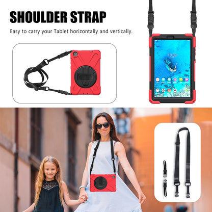 For Lenovo Tab M8 Shockproof Colorful Silicone + PC Protective Case with Holder & Hand Grip Strap & Shoulder Strap(Red) - Lenovo by buy2fix | Online Shopping UK | buy2fix