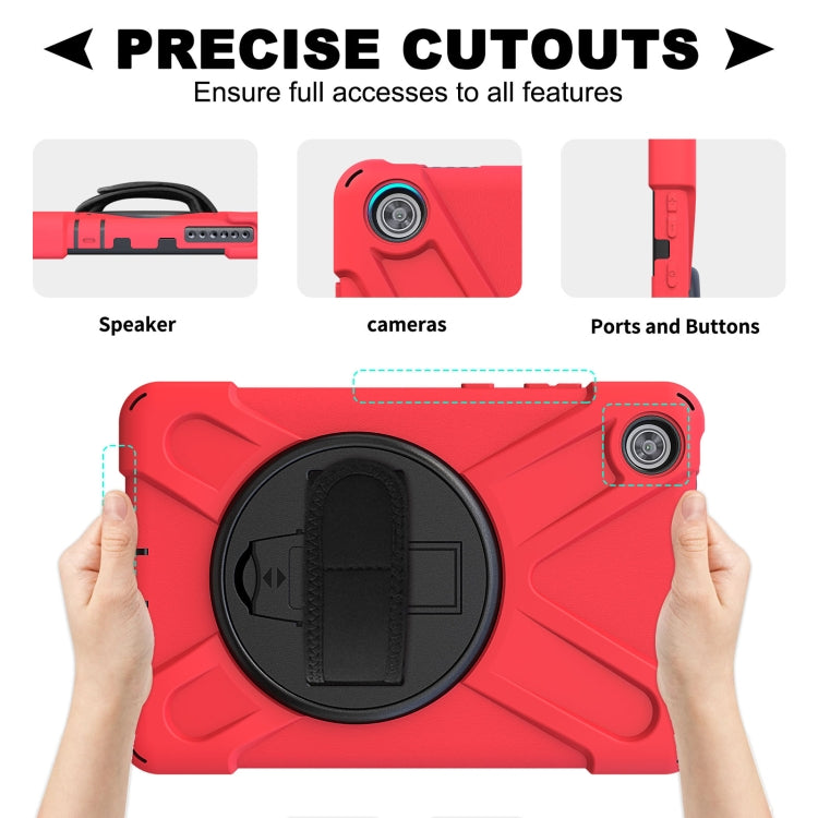 For Lenovo Tab M8 Shockproof Colorful Silicone + PC Protective Case with Holder & Hand Grip Strap & Shoulder Strap(Red) - Lenovo by buy2fix | Online Shopping UK | buy2fix