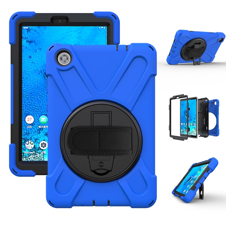 For Lenovo Tab M8 Shockproof Colorful Silicone + PC Protective Case with Holder & Hand Grip Strap & Shoulder Strap(Blue) - Lenovo by buy2fix | Online Shopping UK | buy2fix