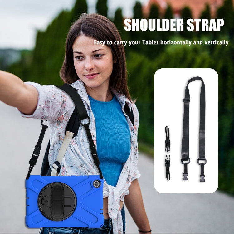 For Lenovo Tab M8 Shockproof Colorful Silicone + PC Protective Case with Holder & Hand Grip Strap & Shoulder Strap(Blue) - Lenovo by buy2fix | Online Shopping UK | buy2fix