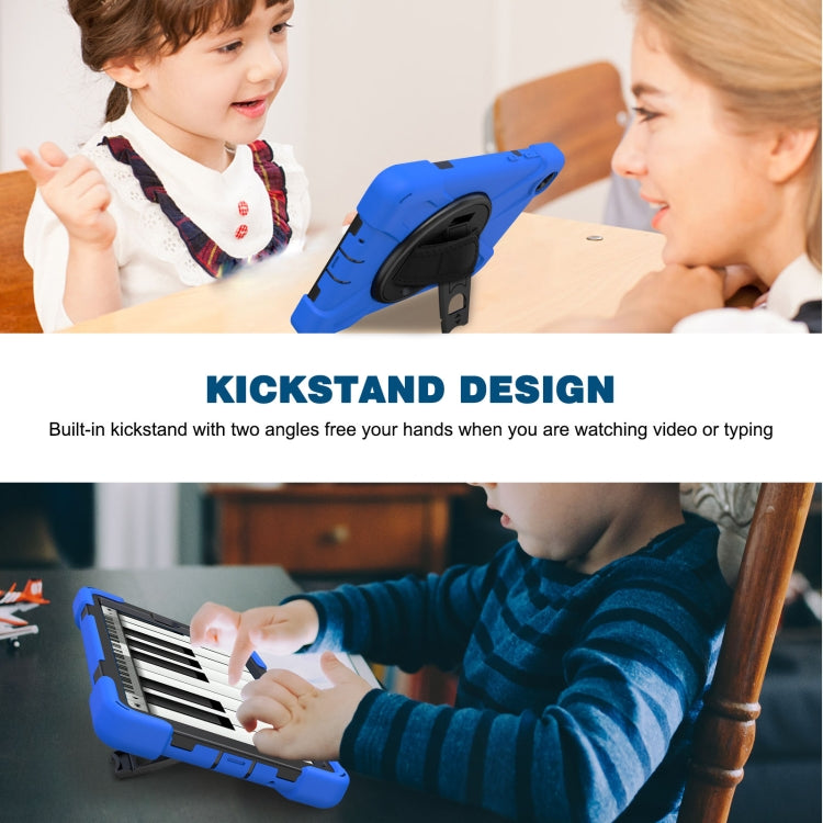 For Lenovo Tab M8 Shockproof Colorful Silicone + PC Protective Case with Holder & Hand Grip Strap & Shoulder Strap(Blue) - Lenovo by buy2fix | Online Shopping UK | buy2fix