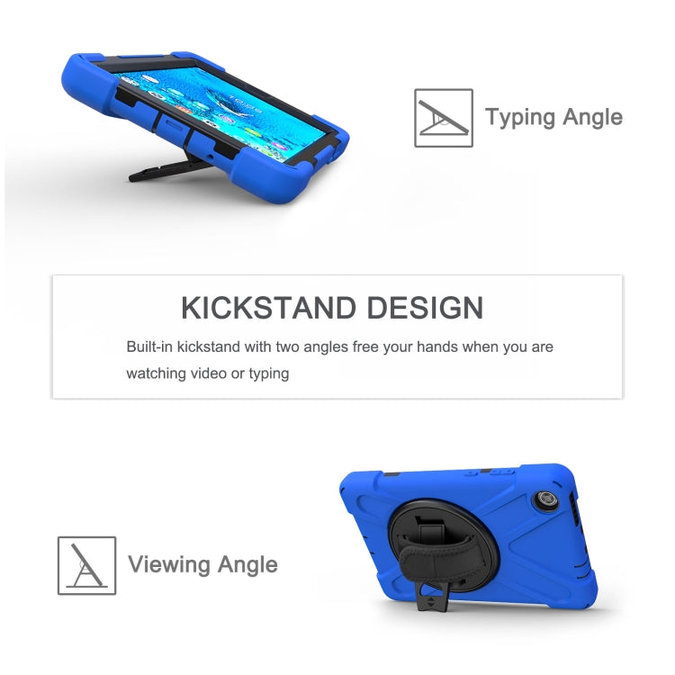 For Lenovo Tab M8 Shockproof Colorful Silicone + PC Protective Case with Holder & Hand Grip Strap & Shoulder Strap(Blue) - Lenovo by buy2fix | Online Shopping UK | buy2fix