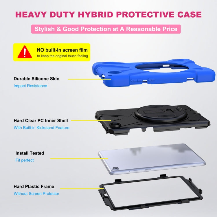 For Lenovo Tab M8 Shockproof Colorful Silicone + PC Protective Case with Holder & Hand Grip Strap & Shoulder Strap(Blue) - Lenovo by buy2fix | Online Shopping UK | buy2fix