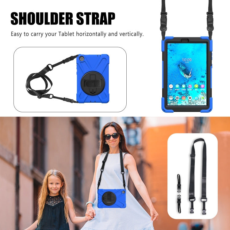 For Lenovo Tab M8 Shockproof Colorful Silicone + PC Protective Case with Holder & Hand Grip Strap & Shoulder Strap(Blue) - Lenovo by buy2fix | Online Shopping UK | buy2fix