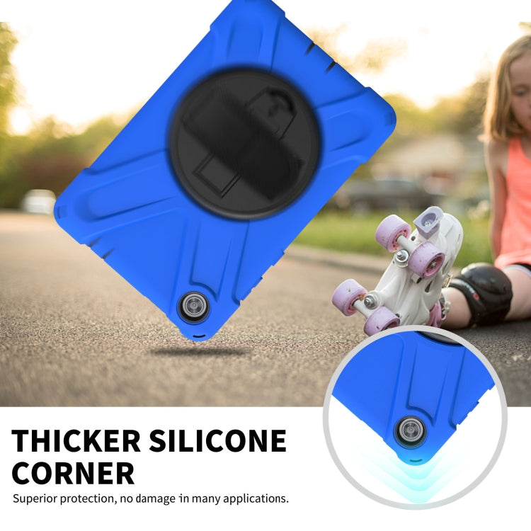 For Lenovo Tab M8 Shockproof Colorful Silicone + PC Protective Case with Holder & Hand Grip Strap & Shoulder Strap(Blue) - Lenovo by buy2fix | Online Shopping UK | buy2fix