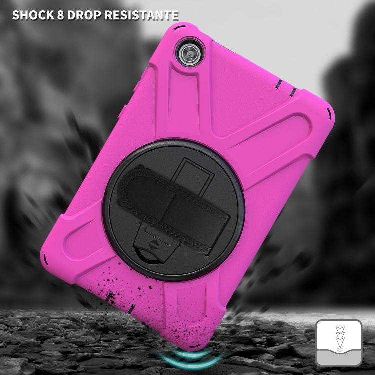 For Lenovo Tab M8 Shockproof Colorful Silicone + PC Protective Case with Holder & Hand Grip Strap & Shoulder Strap(Rose Red) - Lenovo by buy2fix | Online Shopping UK | buy2fix
