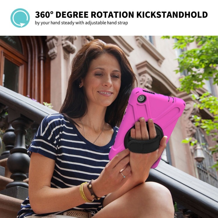 For Lenovo Tab M8 Shockproof Colorful Silicone + PC Protective Case with Holder & Hand Grip Strap & Shoulder Strap(Rose Red) - Lenovo by buy2fix | Online Shopping UK | buy2fix