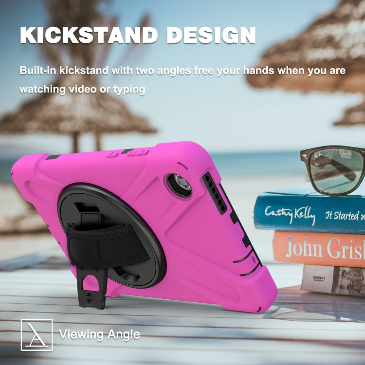 For Lenovo Tab M8 Shockproof Colorful Silicone + PC Protective Case with Holder & Hand Grip Strap & Shoulder Strap(Rose Red) - Lenovo by buy2fix | Online Shopping UK | buy2fix