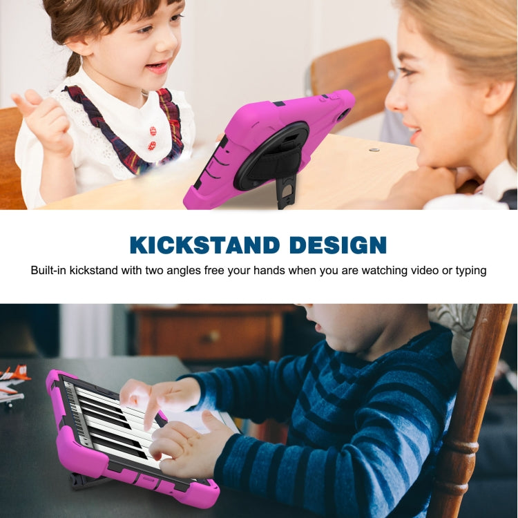 For Lenovo Tab M8 Shockproof Colorful Silicone + PC Protective Case with Holder & Hand Grip Strap & Shoulder Strap(Rose Red) - Lenovo by buy2fix | Online Shopping UK | buy2fix