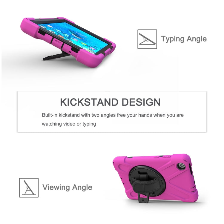 For Lenovo Tab M8 Shockproof Colorful Silicone + PC Protective Case with Holder & Hand Grip Strap & Shoulder Strap(Rose Red) - Lenovo by buy2fix | Online Shopping UK | buy2fix