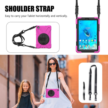 For Lenovo Tab M8 Shockproof Colorful Silicone + PC Protective Case with Holder & Hand Grip Strap & Shoulder Strap(Rose Red) - Lenovo by buy2fix | Online Shopping UK | buy2fix