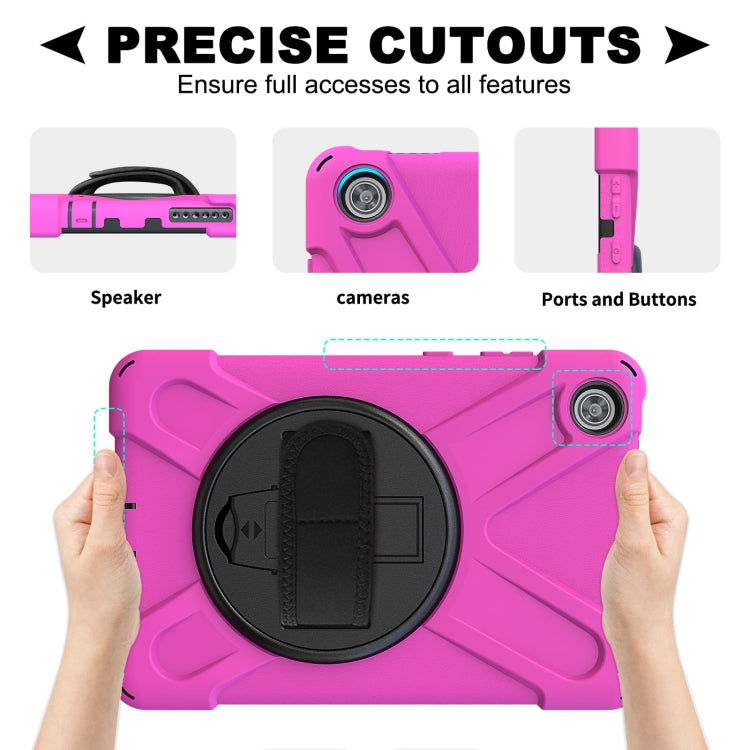For Lenovo Tab M8 Shockproof Colorful Silicone + PC Protective Case with Holder & Hand Grip Strap & Shoulder Strap(Rose Red) - Lenovo by buy2fix | Online Shopping UK | buy2fix