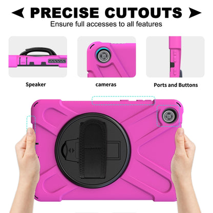 For Lenovo Tab M8 Shockproof Colorful Silicone + PC Protective Case with Holder & Hand Grip Strap & Shoulder Strap(Rose Red) - Lenovo by buy2fix | Online Shopping UK | buy2fix
