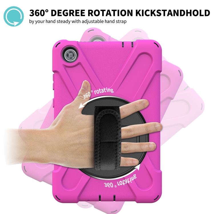 For Lenovo Tab M8 Shockproof Colorful Silicone + PC Protective Case with Holder & Hand Grip Strap & Shoulder Strap(Rose Red) - Lenovo by buy2fix | Online Shopping UK | buy2fix