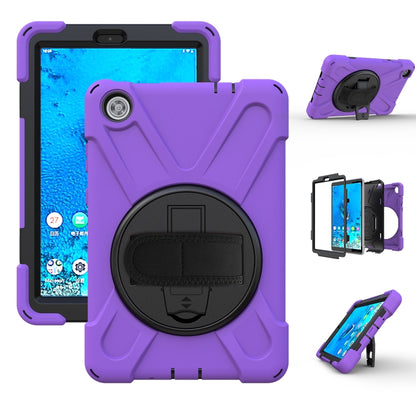 For Lenovo Tab M8 Shockproof Colorful Silicone + PC Protective Case with Holder & Hand Grip Strap & Shoulder Strap(Purple) - Lenovo by buy2fix | Online Shopping UK | buy2fix