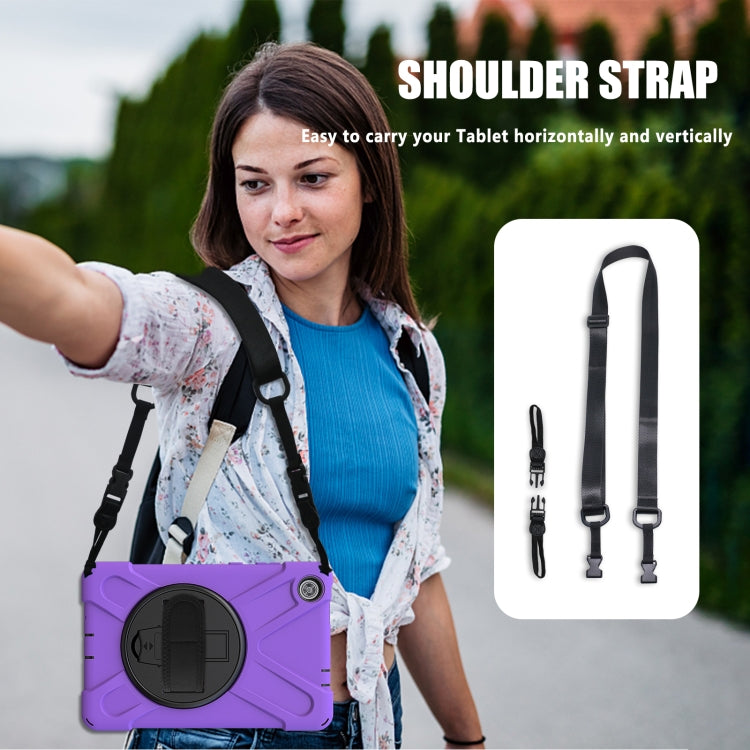 For Lenovo Tab M8 Shockproof Colorful Silicone + PC Protective Case with Holder & Hand Grip Strap & Shoulder Strap(Purple) - Lenovo by buy2fix | Online Shopping UK | buy2fix