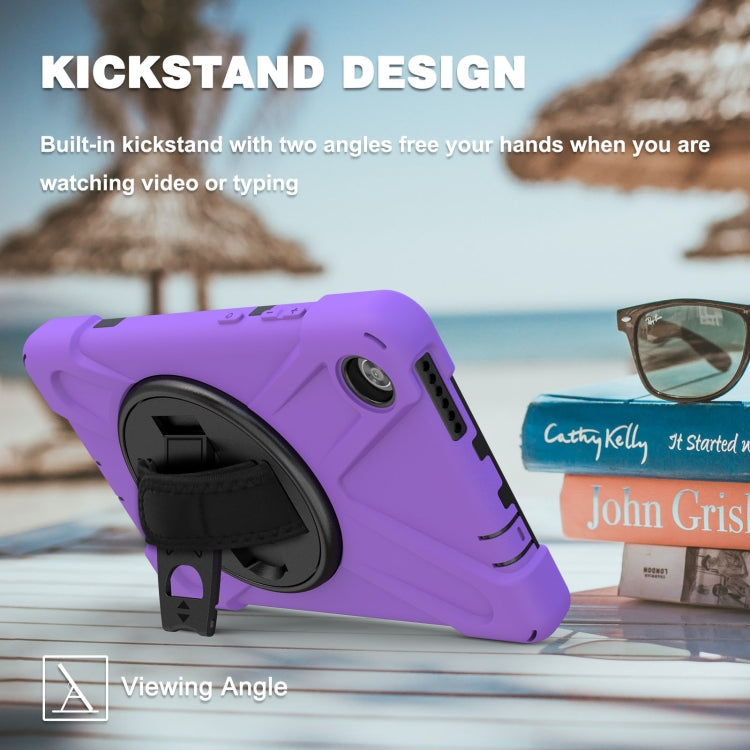 For Lenovo Tab M8 Shockproof Colorful Silicone + PC Protective Case with Holder & Hand Grip Strap & Shoulder Strap(Purple) - Lenovo by buy2fix | Online Shopping UK | buy2fix