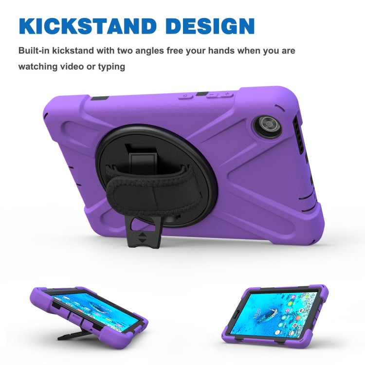 For Lenovo Tab M8 Shockproof Colorful Silicone + PC Protective Case with Holder & Hand Grip Strap & Shoulder Strap(Purple) - Lenovo by buy2fix | Online Shopping UK | buy2fix
