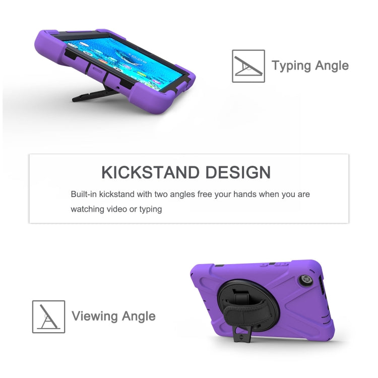 For Lenovo Tab M8 Shockproof Colorful Silicone + PC Protective Case with Holder & Hand Grip Strap & Shoulder Strap(Purple) - Lenovo by buy2fix | Online Shopping UK | buy2fix