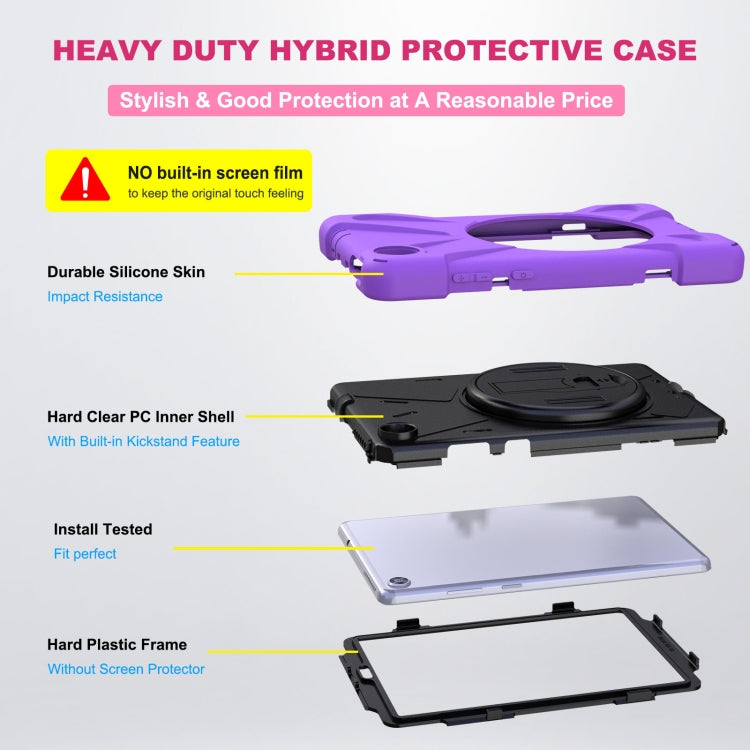 For Lenovo Tab M8 Shockproof Colorful Silicone + PC Protective Case with Holder & Hand Grip Strap & Shoulder Strap(Purple) - Lenovo by buy2fix | Online Shopping UK | buy2fix