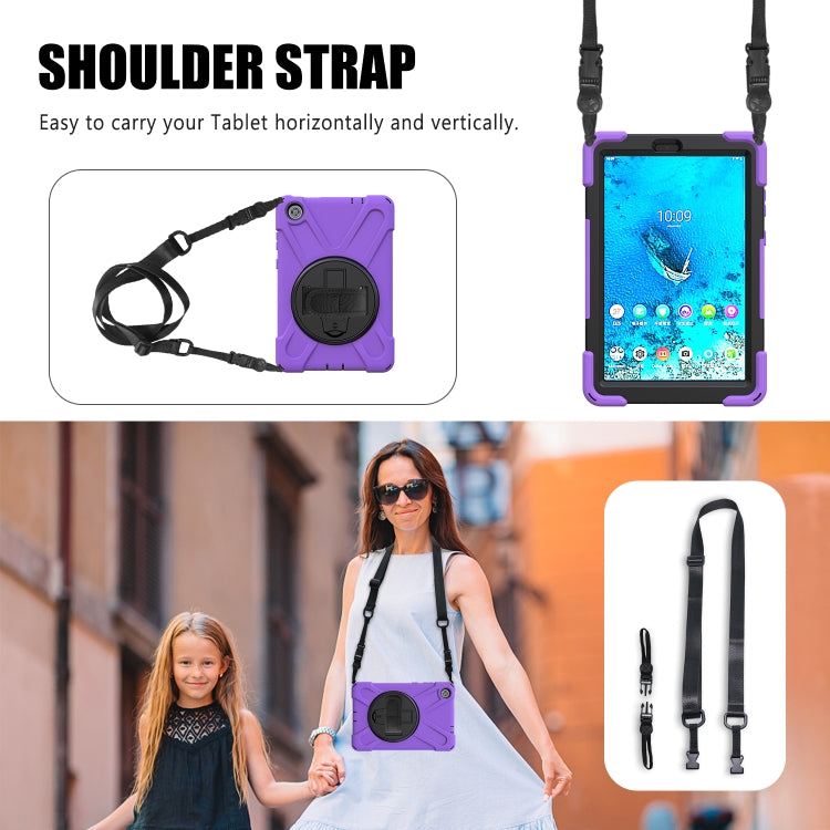 For Lenovo Tab M8 Shockproof Colorful Silicone + PC Protective Case with Holder & Hand Grip Strap & Shoulder Strap(Purple) - Lenovo by buy2fix | Online Shopping UK | buy2fix