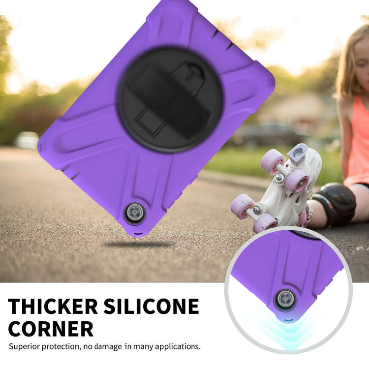 For Lenovo Tab M8 Shockproof Colorful Silicone + PC Protective Case with Holder & Hand Grip Strap & Shoulder Strap(Purple) - Lenovo by buy2fix | Online Shopping UK | buy2fix