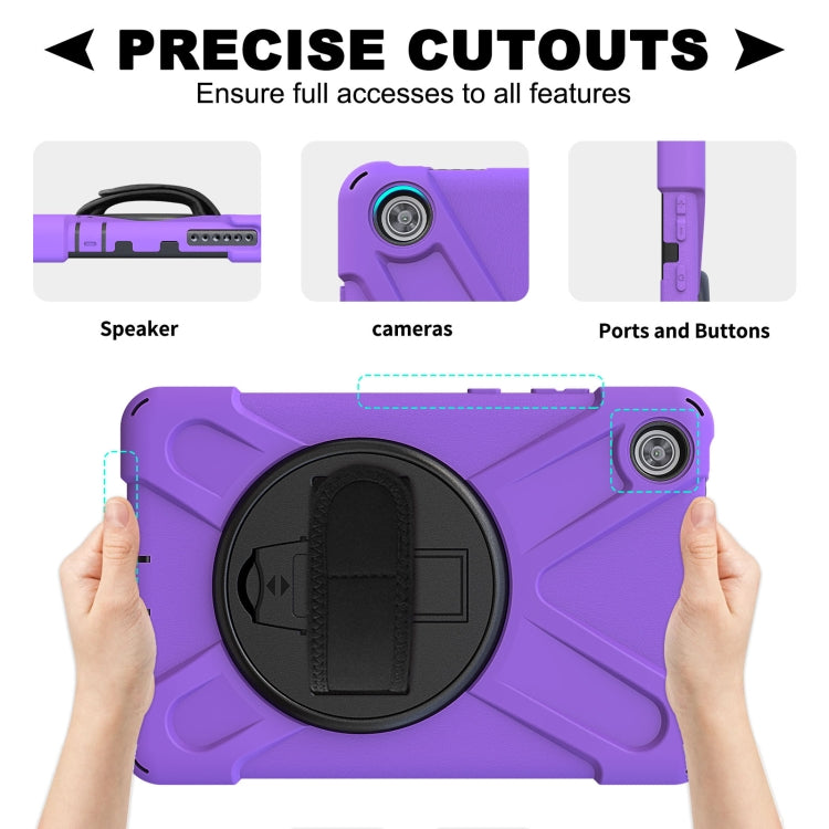 For Lenovo Tab M8 Shockproof Colorful Silicone + PC Protective Case with Holder & Hand Grip Strap & Shoulder Strap(Purple) - Lenovo by buy2fix | Online Shopping UK | buy2fix