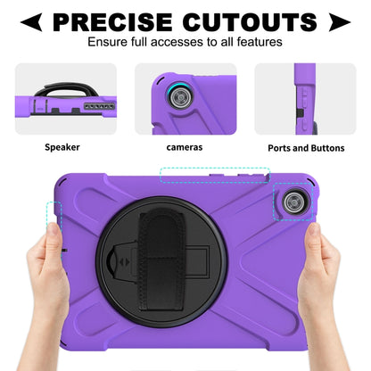 For Lenovo Tab M8 Shockproof Colorful Silicone + PC Protective Case with Holder & Hand Grip Strap & Shoulder Strap(Purple) - Lenovo by buy2fix | Online Shopping UK | buy2fix