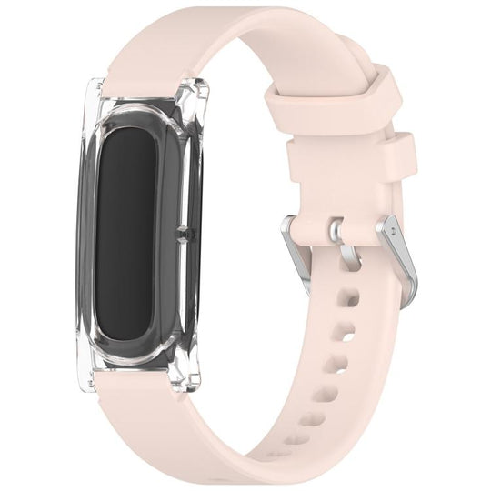 For Google Fitbit Air xDfind Spring Bar Style Clear Watch Case and Silicone Watch Band(Pink)