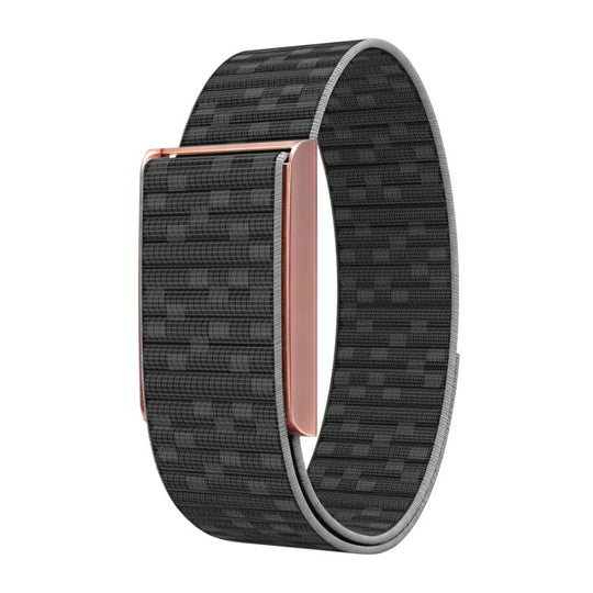 For Amazfit Helio Strap Watch Frame Integrated Nylon Hook and Loop Fastener Watch Band(Black+Rose Gold)