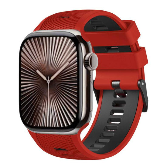For Apple Watch 46mm / 49mm / 45mm / 44mm Mesh Textured Two Color Silicone Watch Band(Red Black)