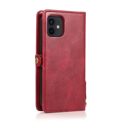 For iPhone 12 mini Multiple Card Slots Detachable Magnetic Horizontal Flip Leather Case with Card Slots & Holder & Wallet (Red) - iPhone 12 mini Cases by buy2fix | Online Shopping UK | buy2fix