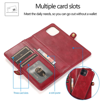 For iPhone 12 mini Multiple Card Slots Detachable Magnetic Horizontal Flip Leather Case with Card Slots & Holder & Wallet (Red) - iPhone 12 mini Cases by buy2fix | Online Shopping UK | buy2fix