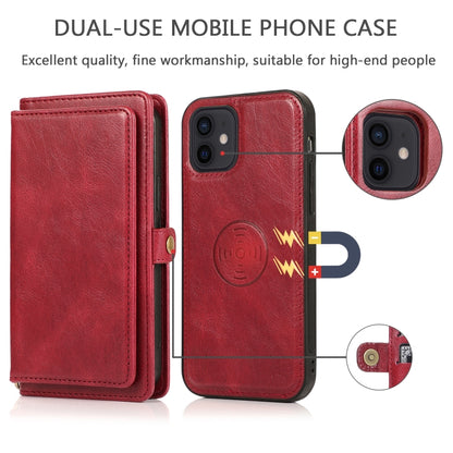 For iPhone 12 mini Multiple Card Slots Detachable Magnetic Horizontal Flip Leather Case with Card Slots & Holder & Wallet (Red) - iPhone 12 mini Cases by buy2fix | Online Shopping UK | buy2fix