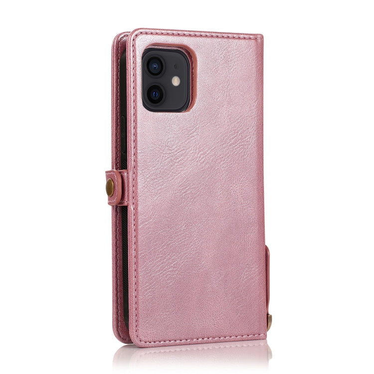 For iPhone 12 mini Multiple Card Slots Detachable Magnetic Horizontal Flip Leather Case with Card Slots & Holder & Wallet (Rose Gold) - iPhone 12 mini Cases by buy2fix | Online Shopping UK | buy2fix