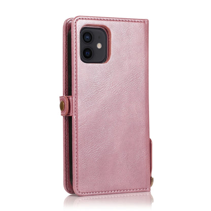 For iPhone 12 mini Multiple Card Slots Detachable Magnetic Horizontal Flip Leather Case with Card Slots & Holder & Wallet (Rose Gold) - iPhone 12 mini Cases by buy2fix | Online Shopping UK | buy2fix