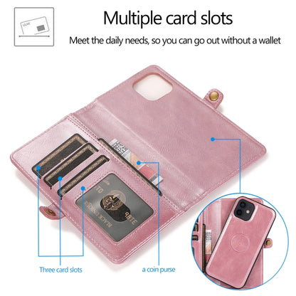 For iPhone 12 mini Multiple Card Slots Detachable Magnetic Horizontal Flip Leather Case with Card Slots & Holder & Wallet (Rose Gold) - iPhone 12 mini Cases by buy2fix | Online Shopping UK | buy2fix
