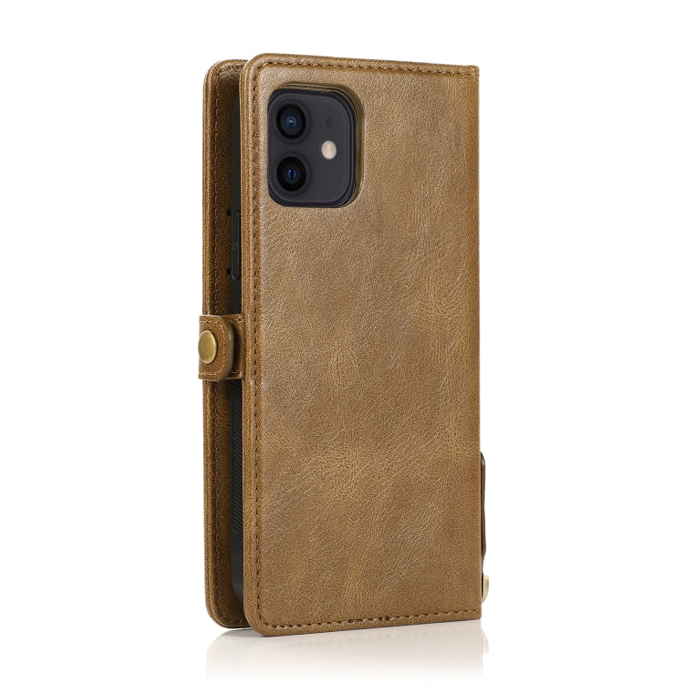 For iPhone 12 mini Multiple Card Slots Detachable Magnetic Horizontal Flip Leather Case with Card Slots & Holder & Wallet (Brown) - iPhone 12 mini Cases by buy2fix | Online Shopping UK | buy2fix