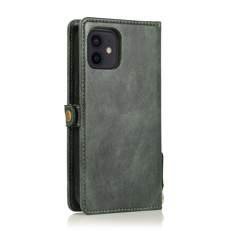 For iPhone 12 mini Multiple Card Slots Detachable Magnetic Horizontal Flip Leather Case with Card Slots & Holder & Wallet (Dark Green) - iPhone 12 mini Cases by buy2fix | Online Shopping UK | buy2fix
