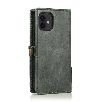 For iPhone 12 mini Multiple Card Slots Detachable Magnetic Horizontal Flip Leather Case with Card Slots & Holder & Wallet (Dark Green) - iPhone 12 mini Cases by buy2fix | Online Shopping UK | buy2fix
