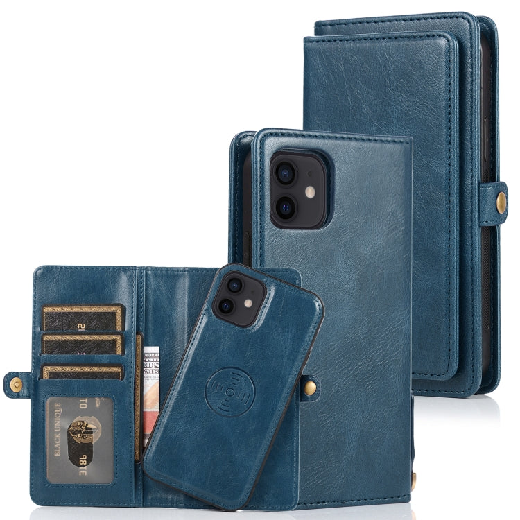 For iPhone 12 mini Multiple Card Slots Detachable Magnetic Horizontal Flip Leather Case with Card Slots & Holder & Wallet (Navy Blue) - iPhone 12 mini Cases by buy2fix | Online Shopping UK | buy2fix
