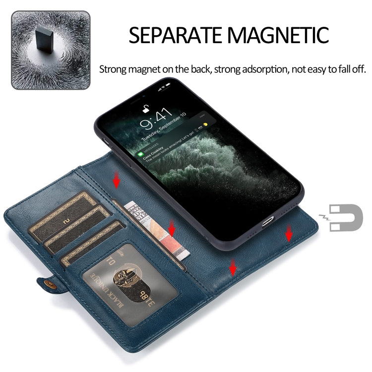 For iPhone 12 mini Multiple Card Slots Detachable Magnetic Horizontal Flip Leather Case with Card Slots & Holder & Wallet (Navy Blue) - iPhone 12 mini Cases by buy2fix | Online Shopping UK | buy2fix
