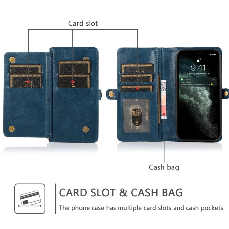 For iPhone 12 mini Multiple Card Slots Detachable Magnetic Horizontal Flip Leather Case with Card Slots & Holder & Wallet (Navy Blue) - iPhone 12 mini Cases by buy2fix | Online Shopping UK | buy2fix