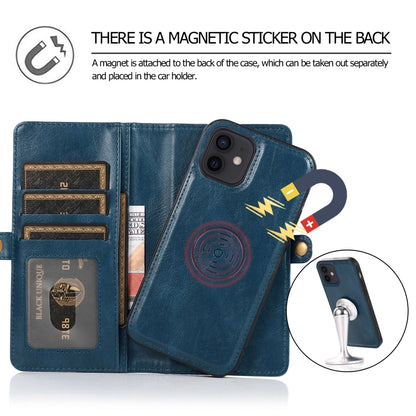 For iPhone 12 mini Multiple Card Slots Detachable Magnetic Horizontal Flip Leather Case with Card Slots & Holder & Wallet (Navy Blue) - iPhone 12 mini Cases by buy2fix | Online Shopping UK | buy2fix