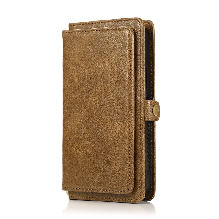 For iPhone 12 / 12 Pro Multiple Card Slots Detachable Magnetic Horizontal Flip Leather Case with Card Slots & Holder & Wallet(Brown) - iPhone 12 / 12 Pro Cases by buy2fix | Online Shopping UK | buy2fix